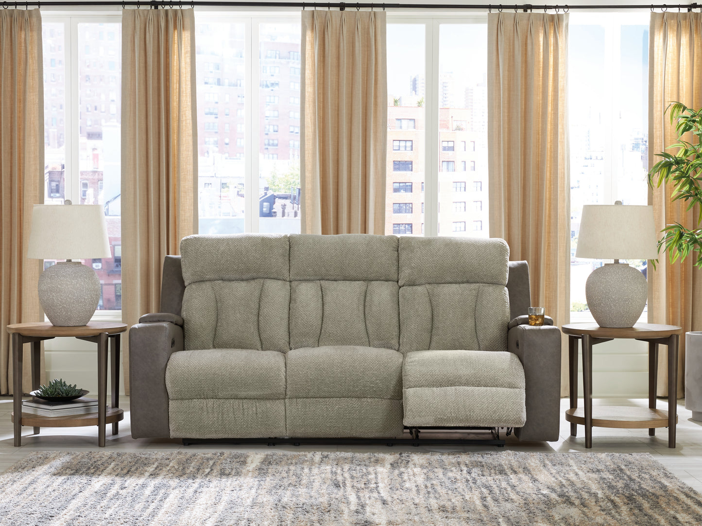 Ocala Furniture Outlet - Ashley Furniture - WhipLash Living Room - PWR REC Sofa with ADJ Headrest / Sisal - PC6320415