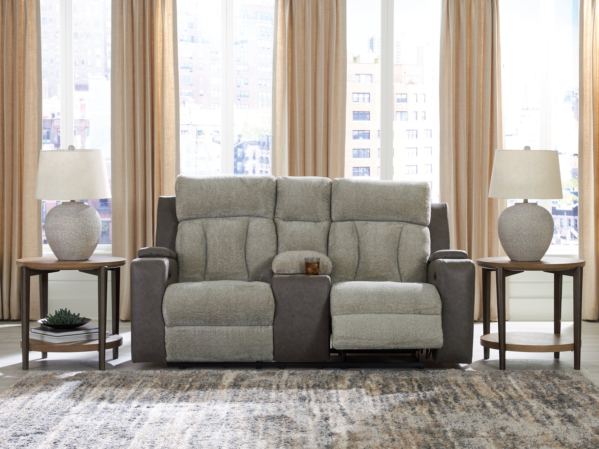 Ocala Furniture Outlet - Ashley Furniture - WhipLash Living Room - PWR REC Loveseat/CON/ADJ HDRST / Sisal - PC6320418