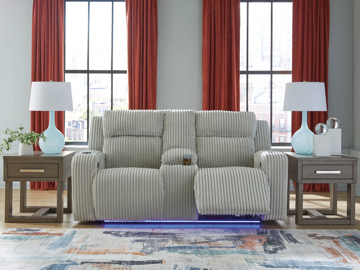 Ocala Furniture Outlet - Ashley Furniture - Forest Lake Living Room - PWR REC Loveseat/CON/ADJ HDRST / Alloy - PC6420318