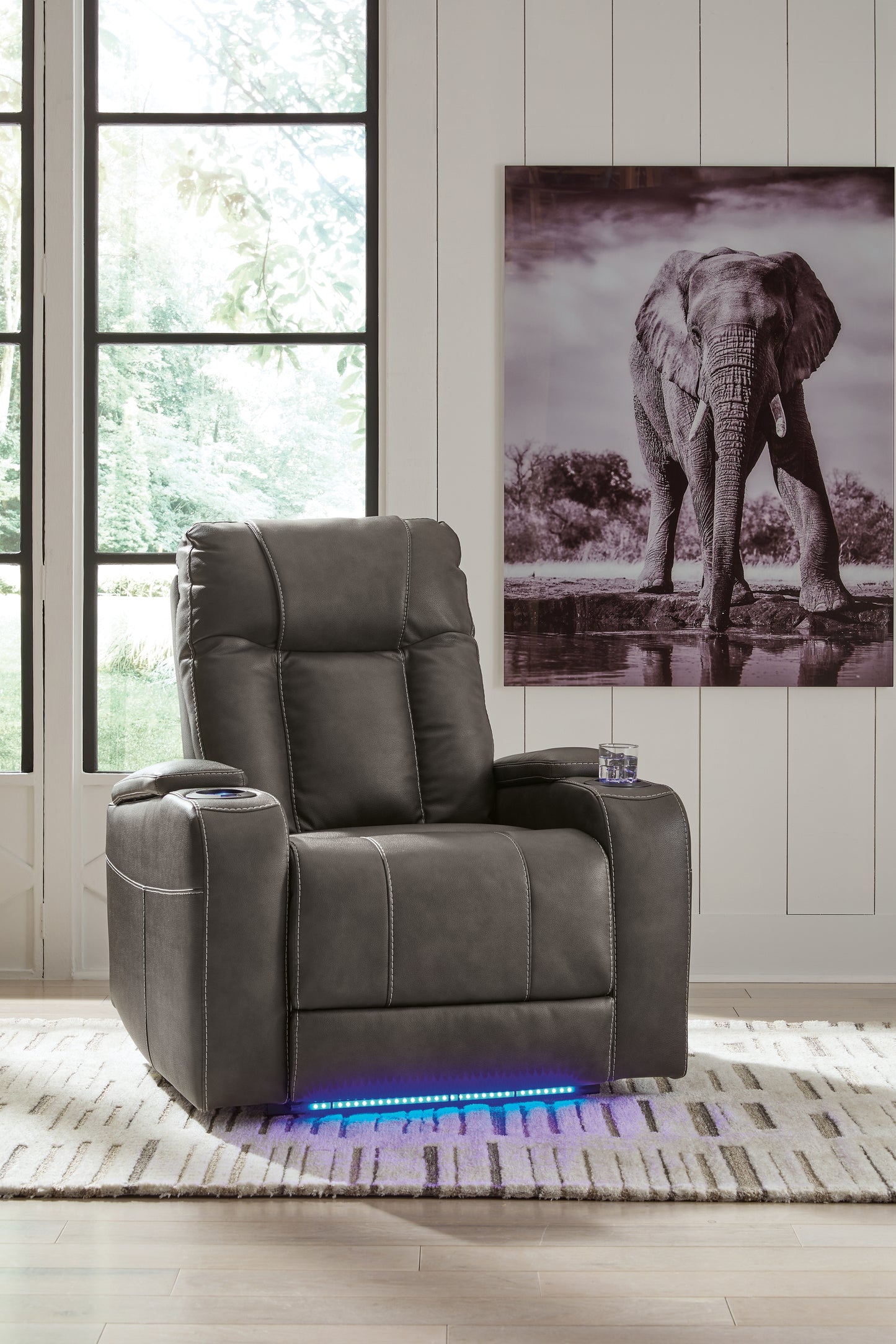 Ocala Furniture Outlet - Ashley Furniture - Feazada Living Room - PWR Recliner/ADJ Headrest / Shadow - 6620513