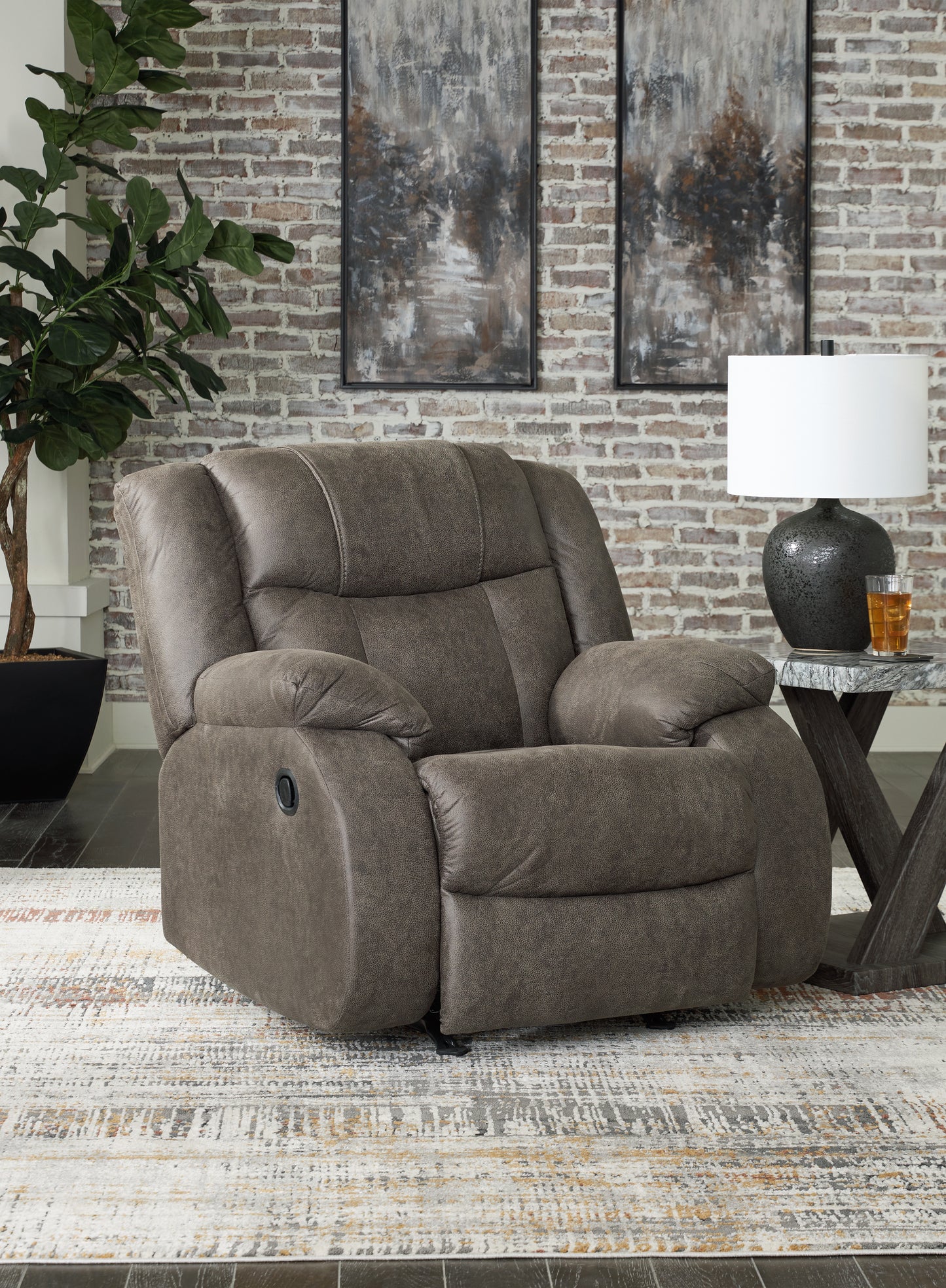 Ocala Furniture Outlet - Ashley Furniture - First Base Living Room - Rocker Recliner / Gunmetal - 6880425