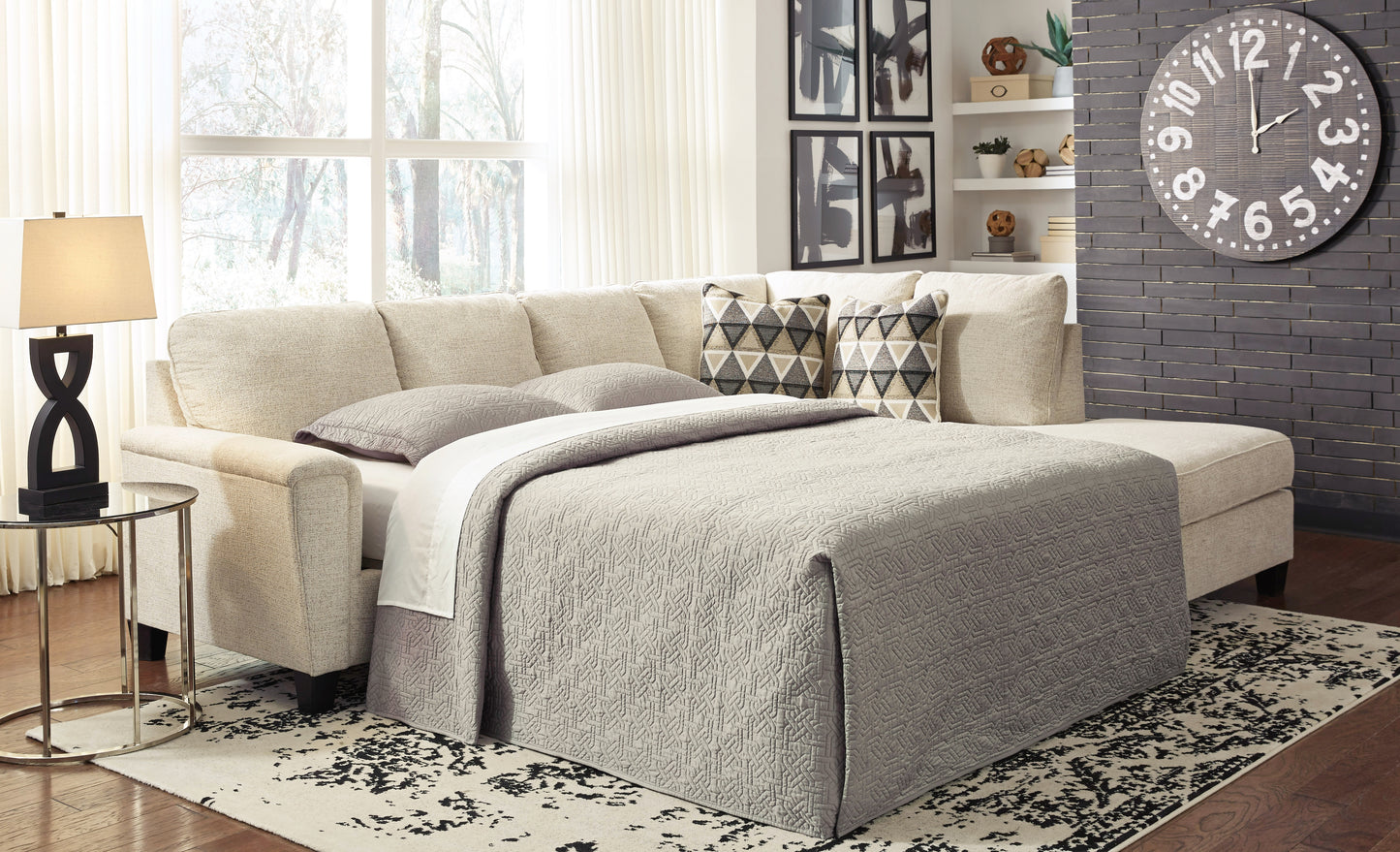 Ocala Furniture Outlet - Ashley Furniture - Abinger Sectional - LAF 2-Piece Sleeper Sectional with Chaise / Natural - 83904S4