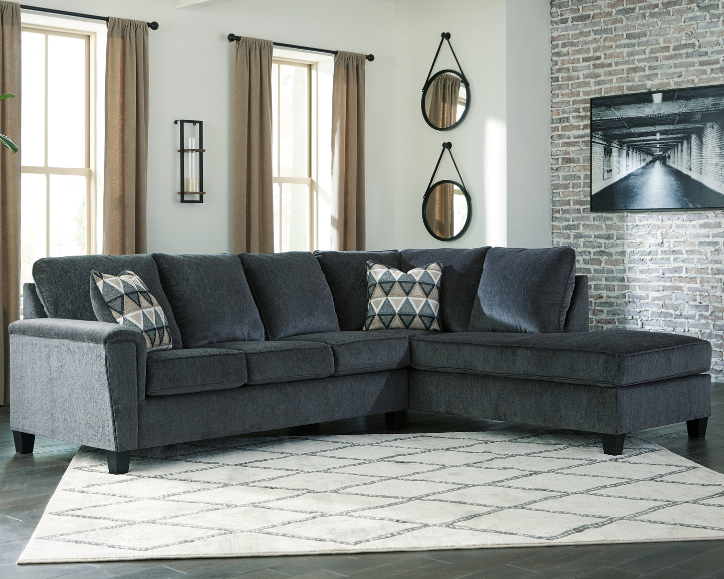Ocala Furniture Outlet - Ashley Furniture - Abinger Sectional - LAF 2-Piece Sectional with Chaise / Smoke - 83905S2