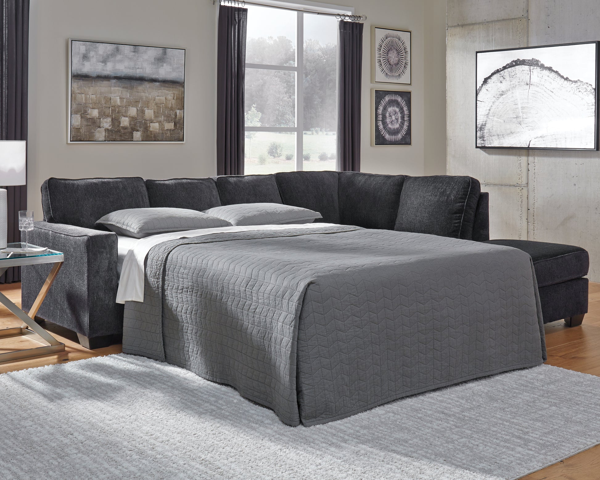 Ocala Furniture Outlet - Ashley Furniture - Altari Sectional - 2-Piece Sleeper Sectional with Chaise / Slate - 87213S3