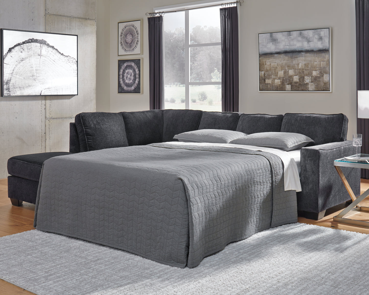 Ocala Furniture Outlet - Ashley Furniture - Altari Sectional - RAF 2-Piece Sleeper Sectional with Chaise / Slate - 87213S4