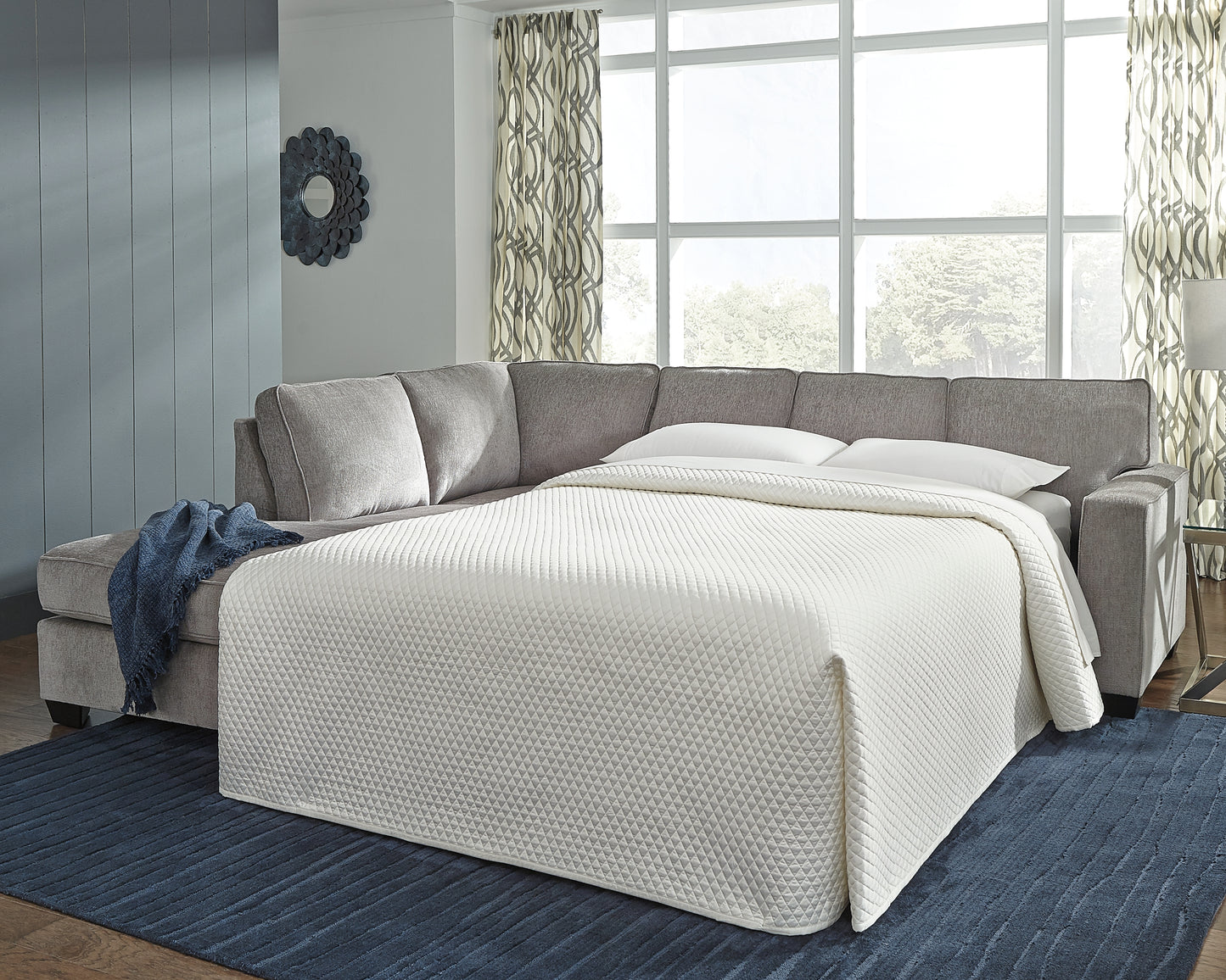 Ocala Furniture Outlet - Ashley Furniture - Altari Sectional - RAF 2-Piece Sleeper Sectional with Chaise / Alloy - 87214S4