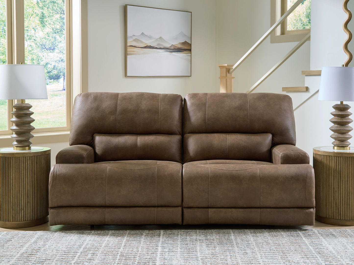 Ocala Furniture Outlet - Ashley Furniture - Beckley Place Living Room - 2 Seat PWR REC Sofa ADJ HDREST / Earth - PC9180247