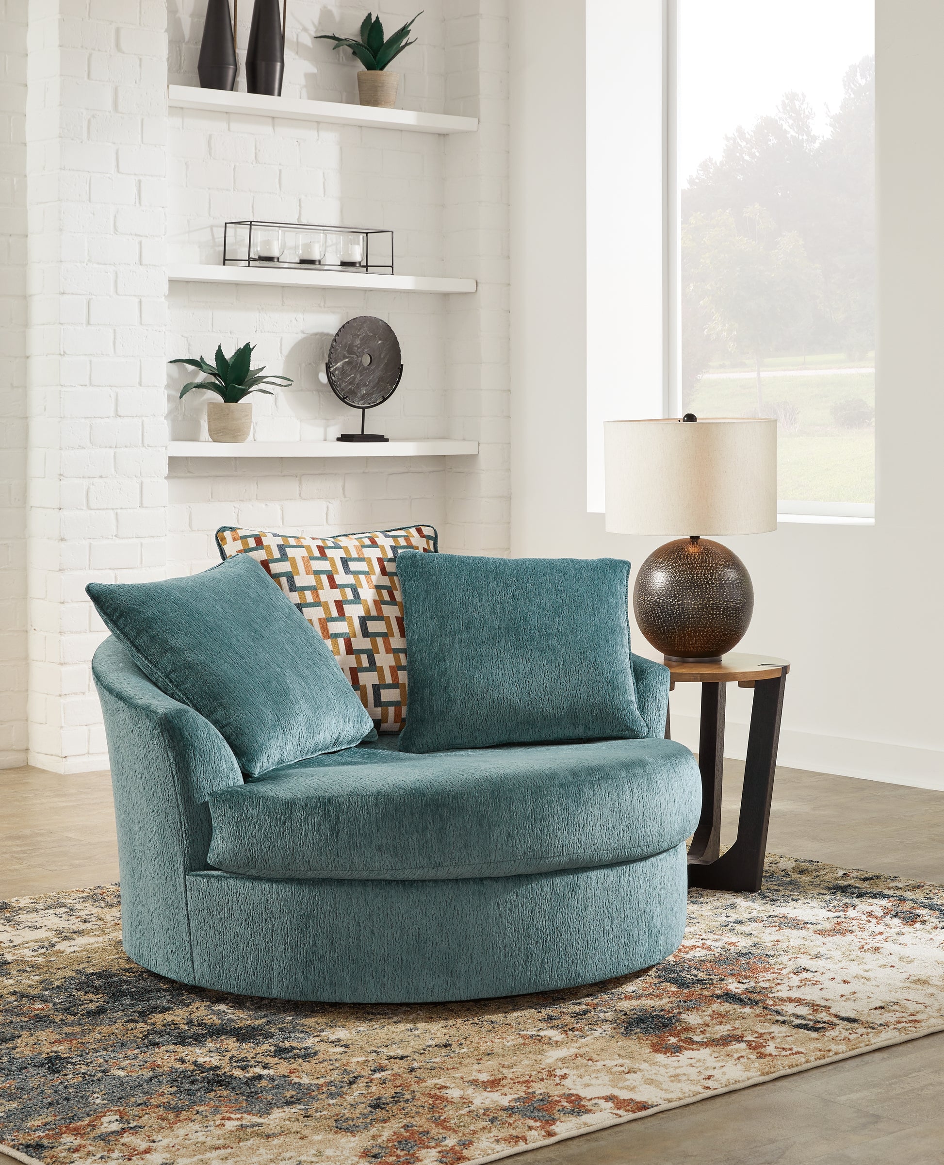 Ocala Furniture Outlet - Ashley Furniture - Laylabrook Living Room - Oversized Swivel Accent Chair / Teal - 9220621