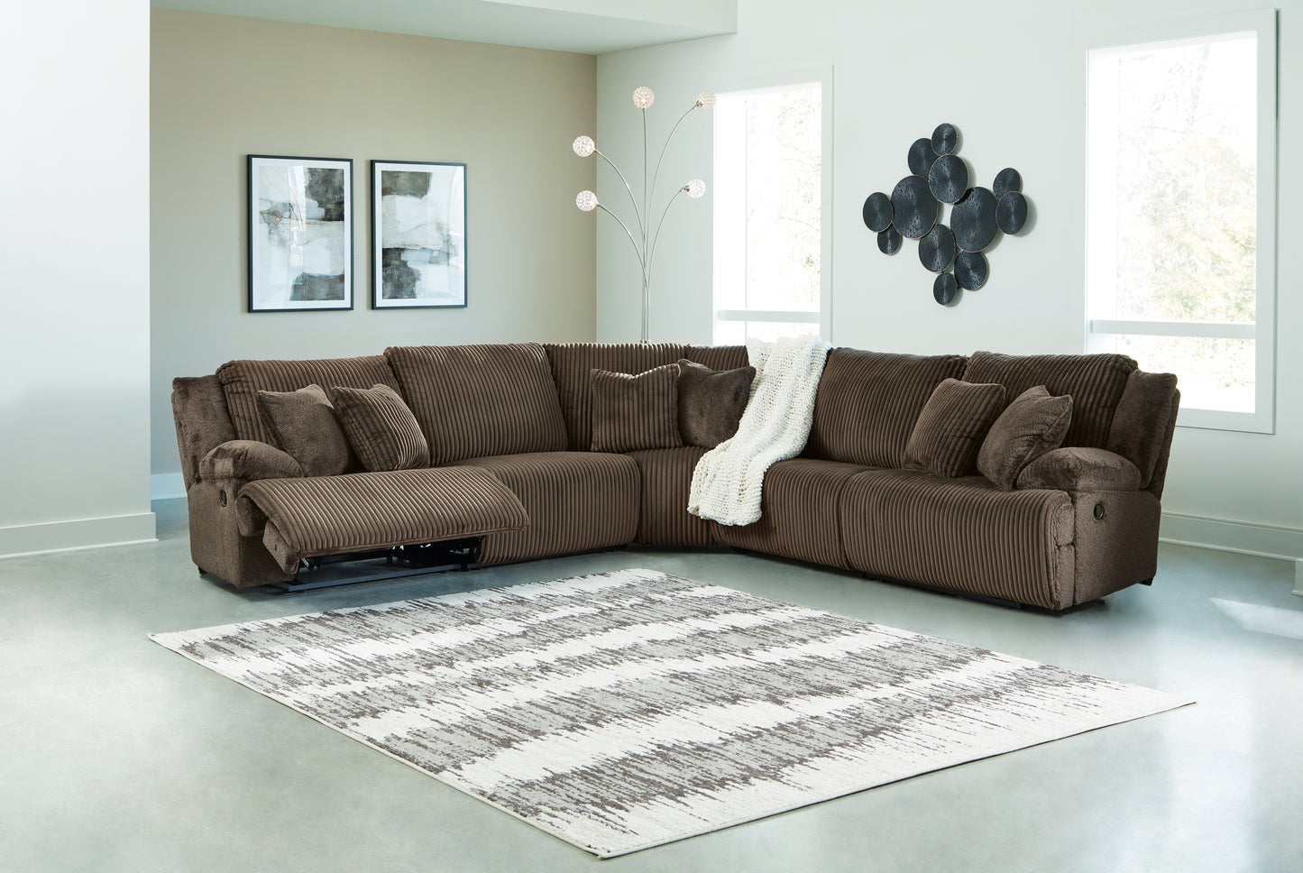 Ocala Furniture Outlet - Ashley Furniture - Top Tier Sectional - 5-Piece Reclining Sectional / Chocolate - 92705S3
