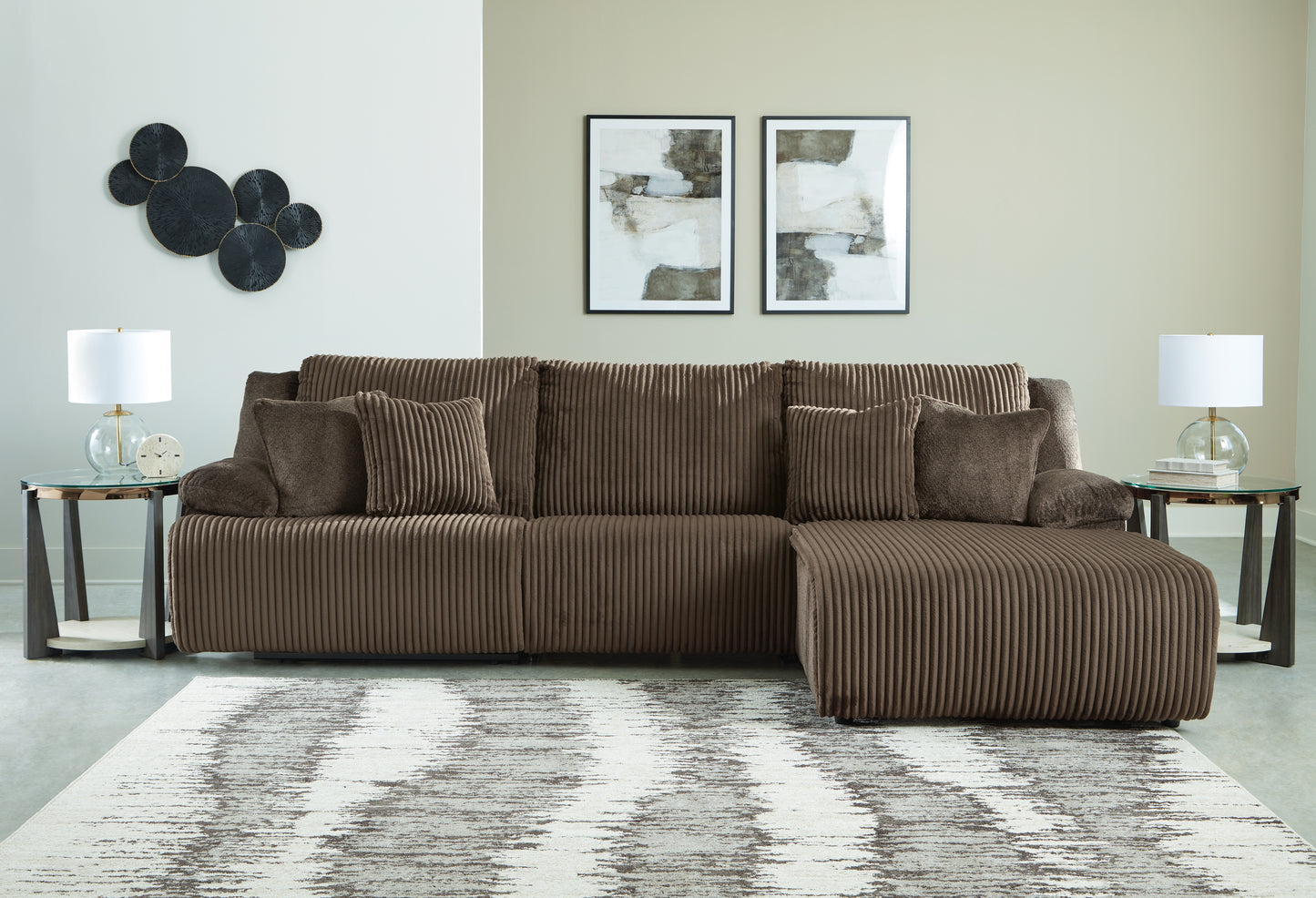 Ocala Furniture Outlet - Ashley Furniture - Top Tier Sectional - 3-Piece Sectional Sofa Chaise / Chocolate - 92705S6