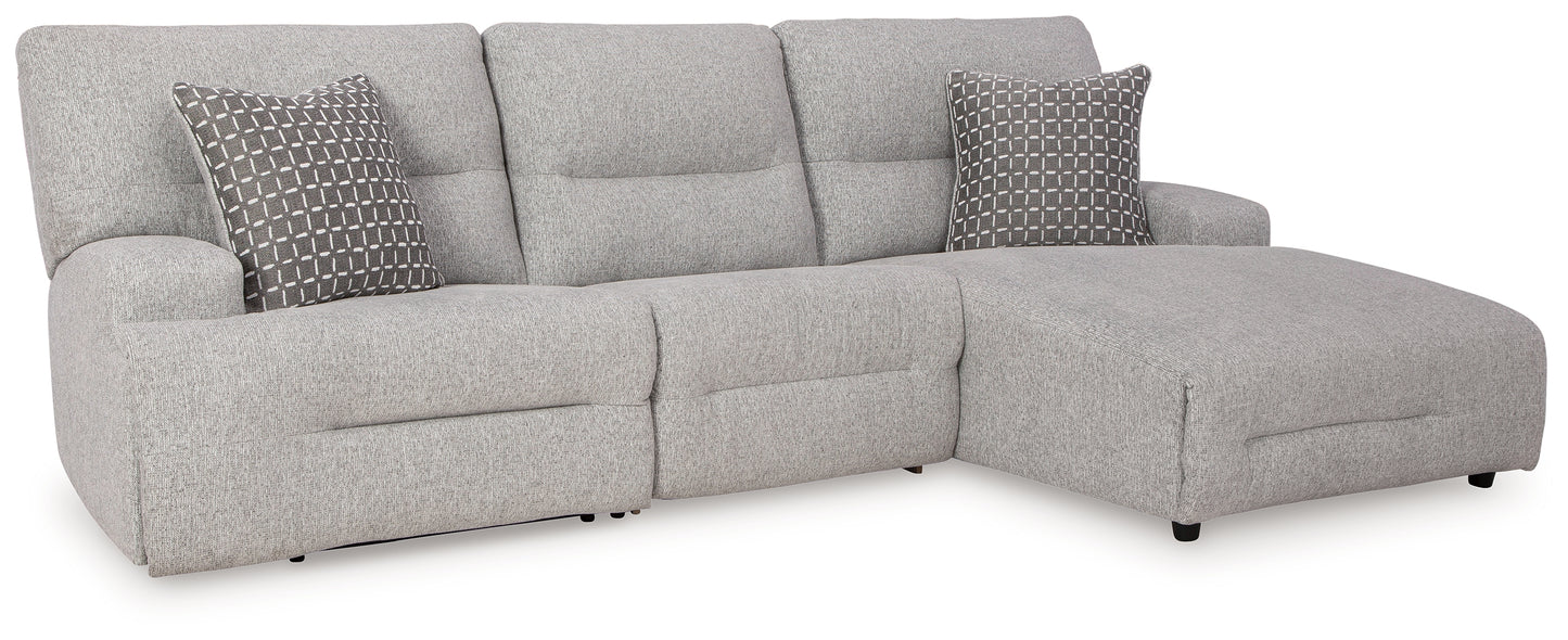 Ocala Furniture Outlet - Ashley Furniture - Acklen Place Sectional - 3-Piece Power Reclining Sectional / Pewter - 93605S6