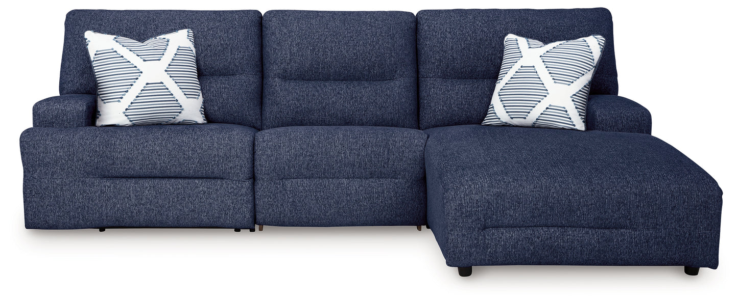 Ocala Furniture Outlet - Ashley Furniture - Acklen Place Sectional - 3-Piece Power Reclining Sectional / Navy - 93607S6