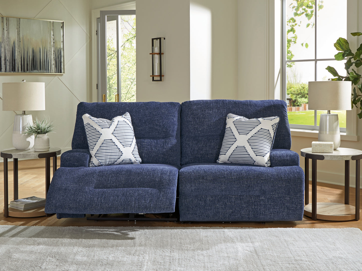 Ocala Furniture Outlet - Ashley Furniture - Acklen Place Sectional - 2-Piece Power Reclining Sectional / Navy - 93607S16