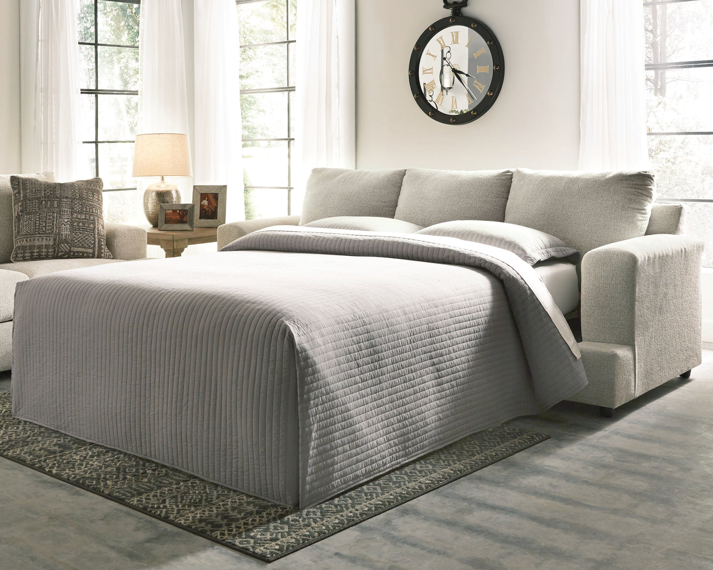Ocala Furniture Outlet - Ashley Furniture - Soletren Living Room - Queen Sofa Sleeper / Stone - 9510439