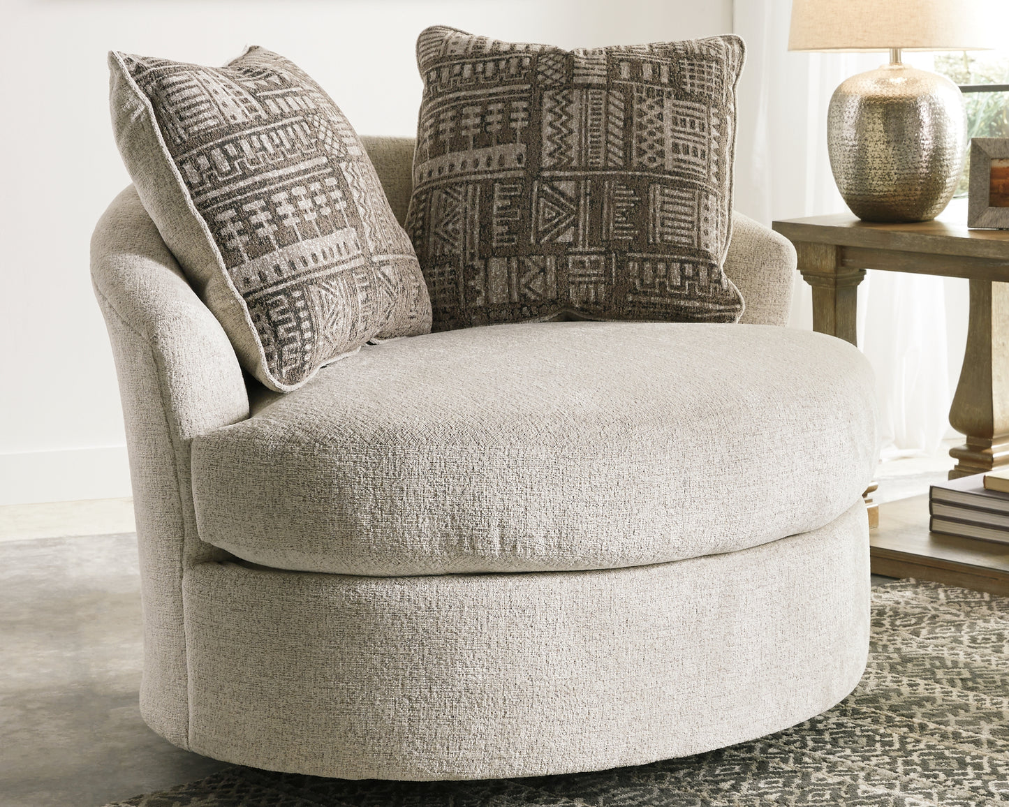 Ocala Furniture Outlet - Ashley Furniture - Soletren Living Room - Swivel Accent Chair / Stone - 9510444