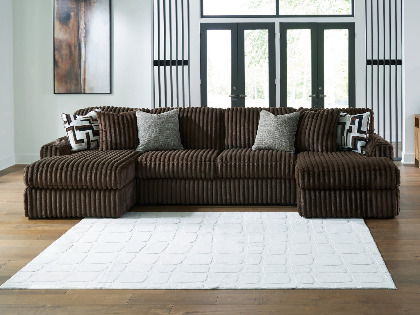 Ocala Furniture Outlet - Ashley Furniture - Midnight-Madness Sectional - RAF 3-Piece Sectional with Chaise / Chocolate - 98104S5