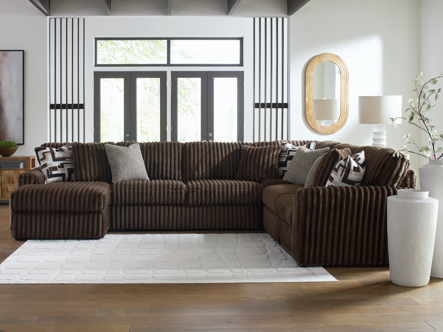 Ocala Furniture Outlet - Ashley Furniture - Midnight-Madness Sectional - RAF 4-Piece Sectional with Chaise / Chocolate - 98104S4