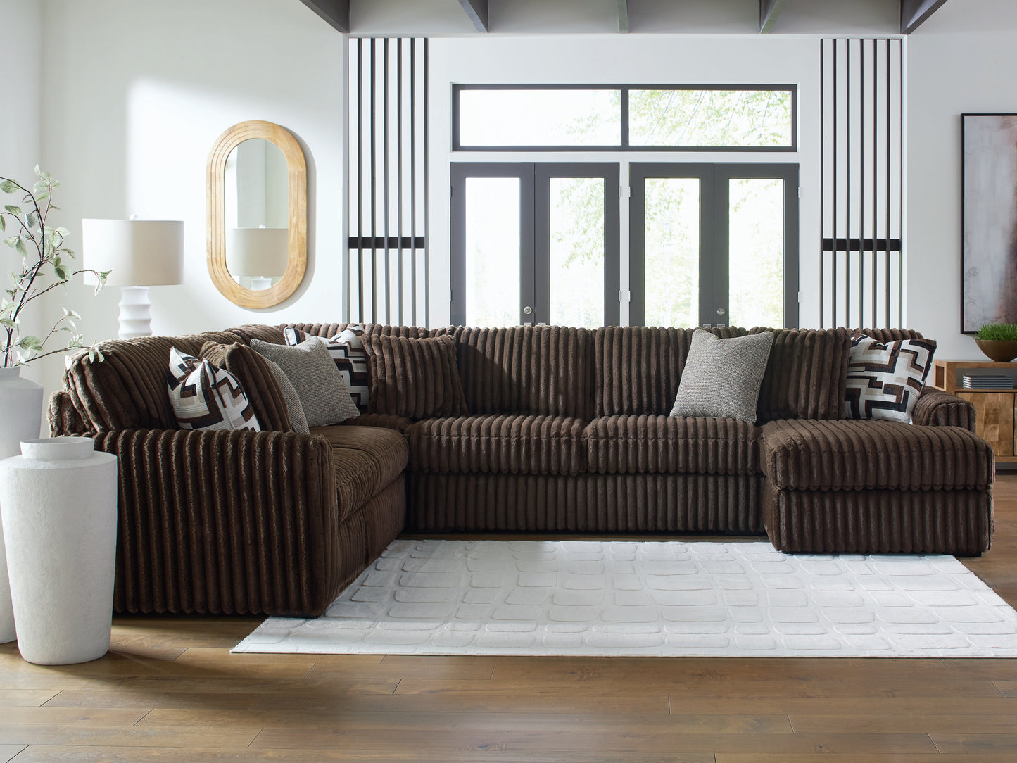 Ocala Furniture Outlet - Ashley Furniture - Midnight-Madness Sectional - LAF 4-Piece Sectional with Chaise / Chocolate - 98104S3