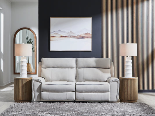Ocala Furniture Outlet - Ashley Furniture - Social Pointe Sectional - 6-Piece Reclining Sectional with Storage Console / Pearl/Ash - PC98802S36