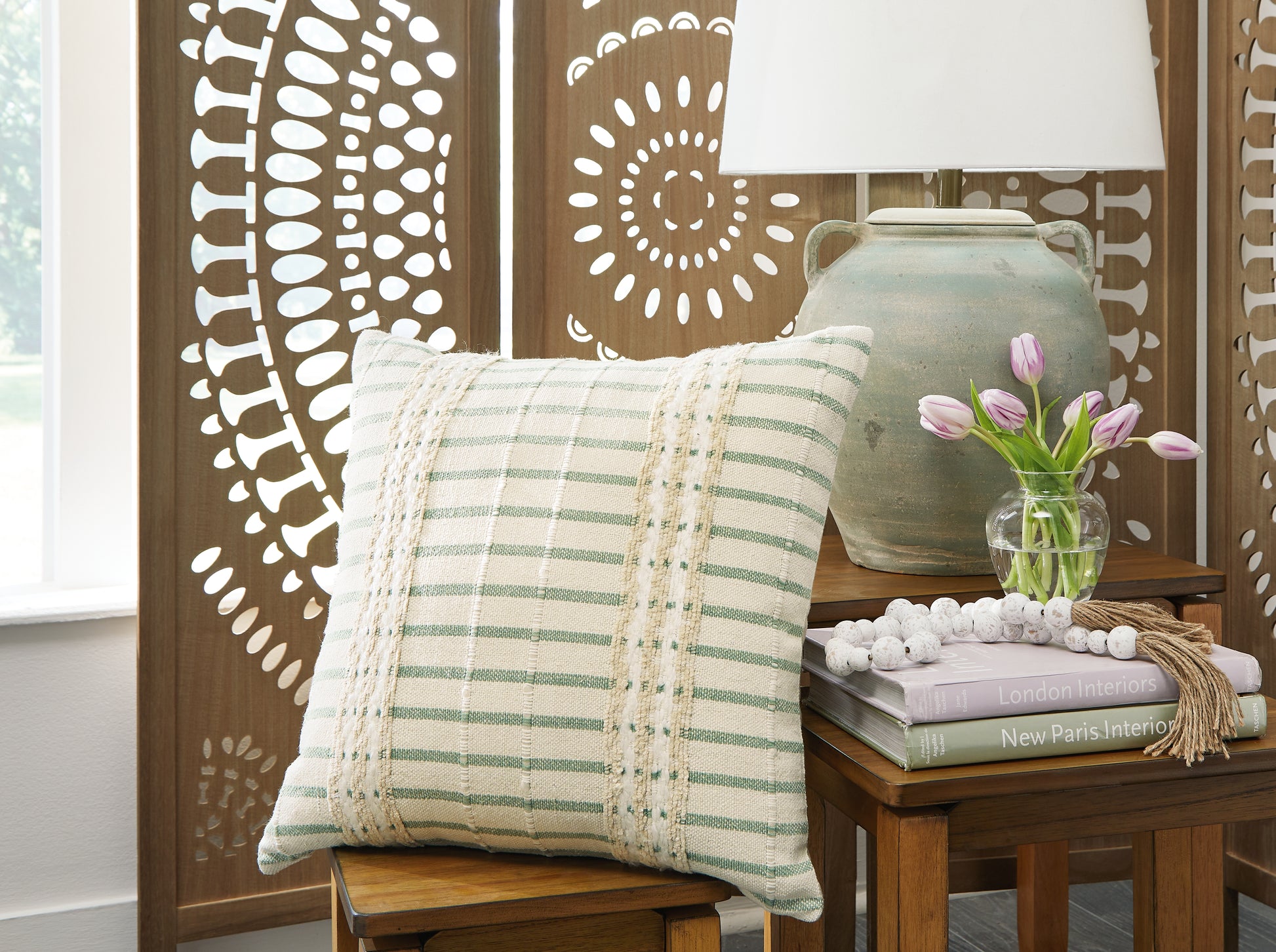 Ocala Furniture Outlet - Ashley Furniture - Rowton Pillows - Pillow (4/CS) / White/Green - A1001072