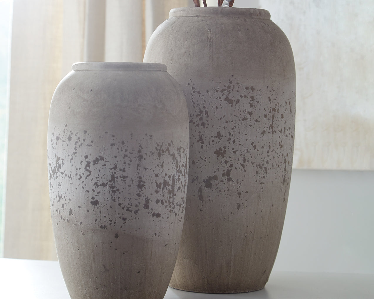 Ocala Furniture Outlet - Ashley Furniture - Dimitra Vase - Vase Set (Set of 2) / Brown/Cream - A2000110