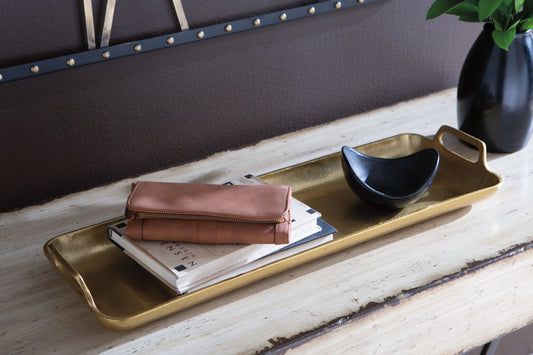 Ocala Furniture Outlet - Ashley Furniture - Posy Tray - Tray / Gold Finish - A2000136