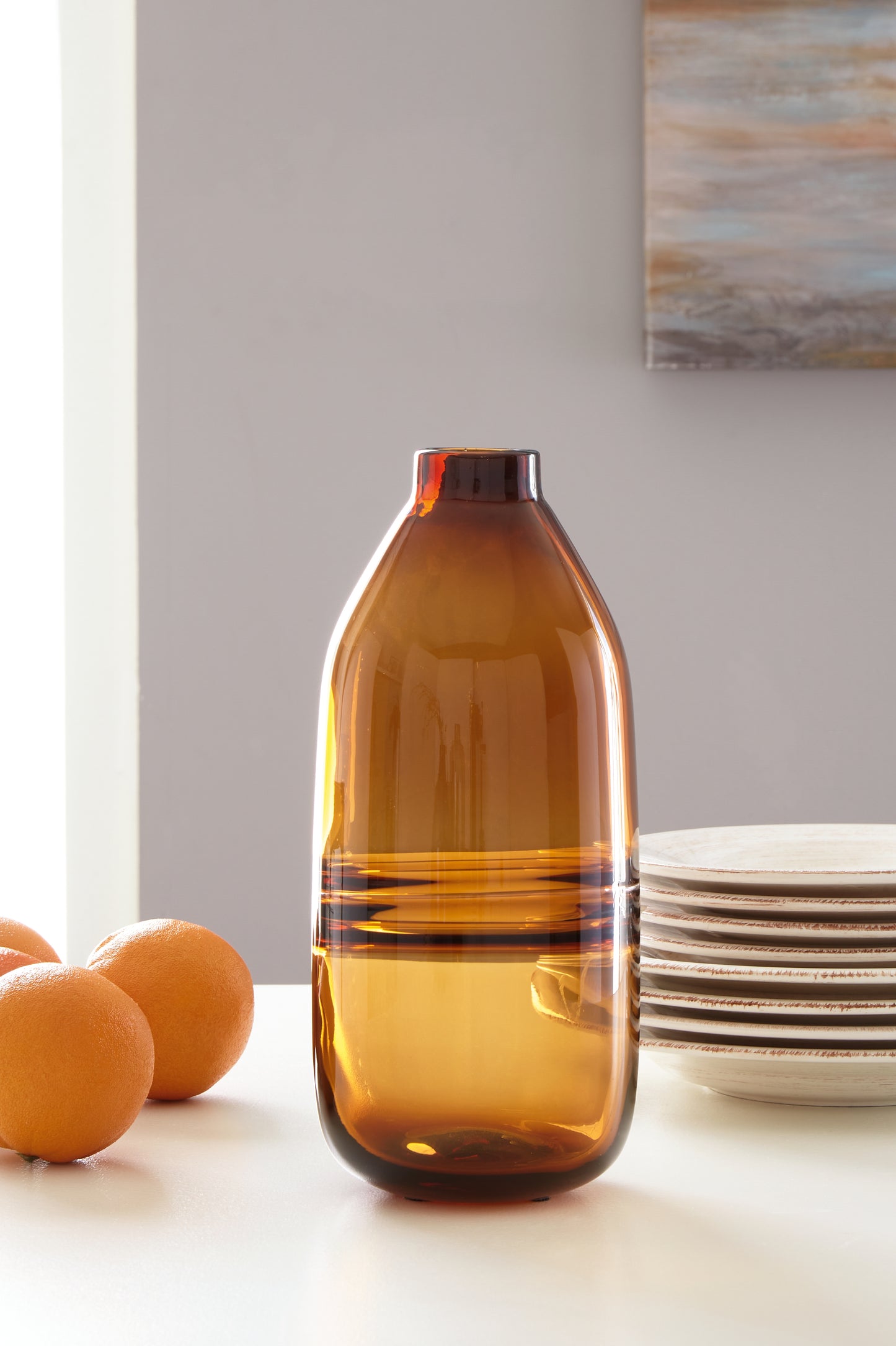 Ocala Furniture Outlet - Ashley Furniture - Lemmitt Vase - Vase / Amber - A2000541