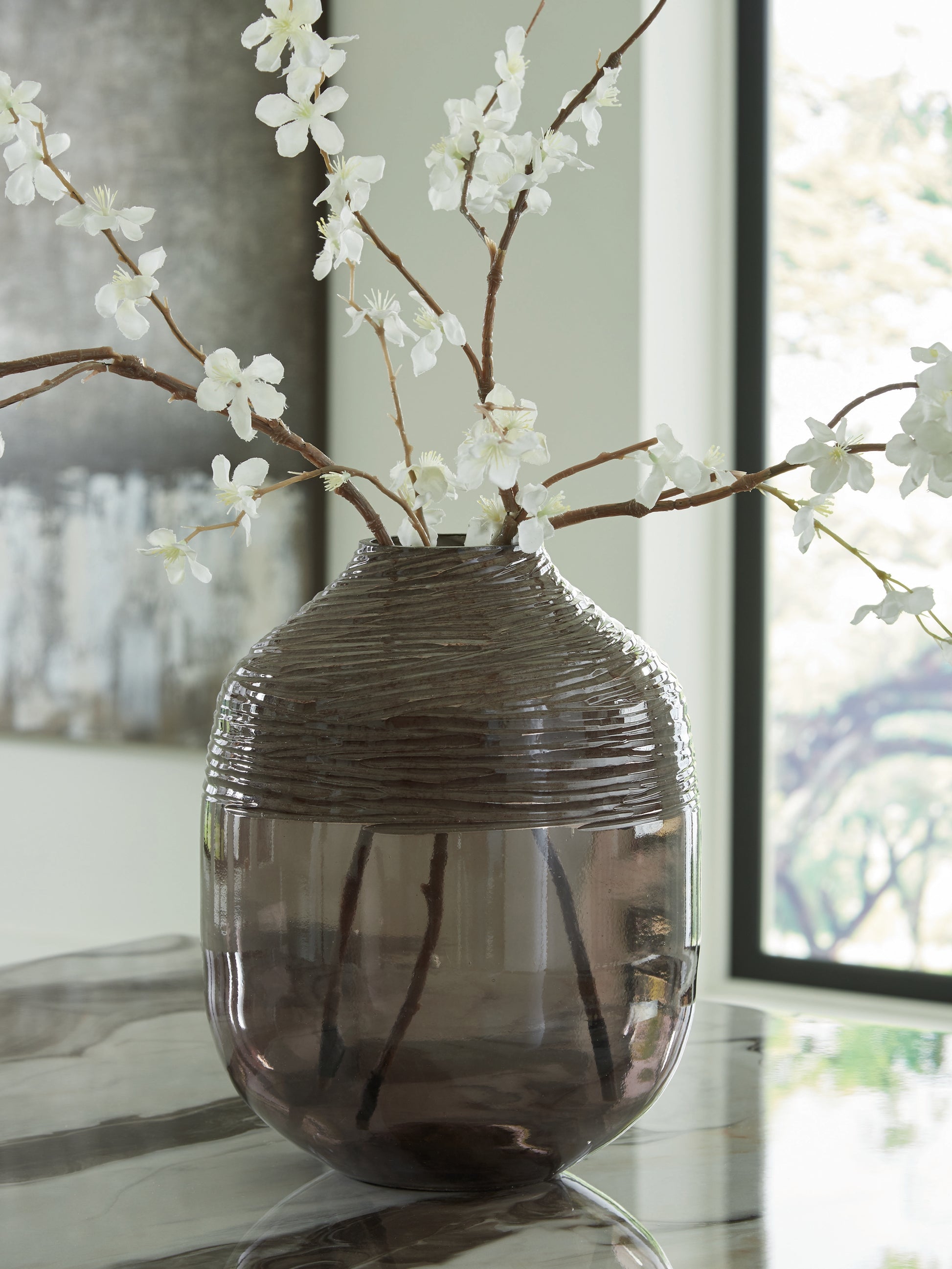 Ocala Furniture Outlet - Ashley Furniture - Harpwick Vase - Vase / Iridescent Gray - A2000727