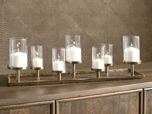 Ocala Furniture Outlet - Ashley Furniture - Wallmond Candle Holder - Candle Holder / Antique Brass Finish - A2000820