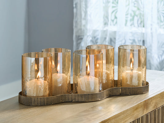 Ocala Furniture Outlet - Ashley Furniture - Evereton Candle Holder - Candle Holder / Antique Gold Finish - A2000856