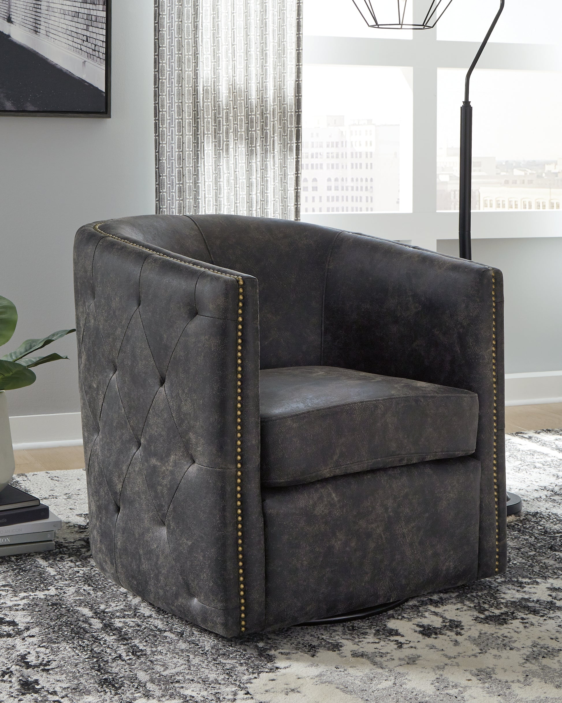 Ocala Furniture Outlet - Ashley Furniture - Brentlow Swivel Accent Chair - Swivel Accent Chair / Granite - A3000741