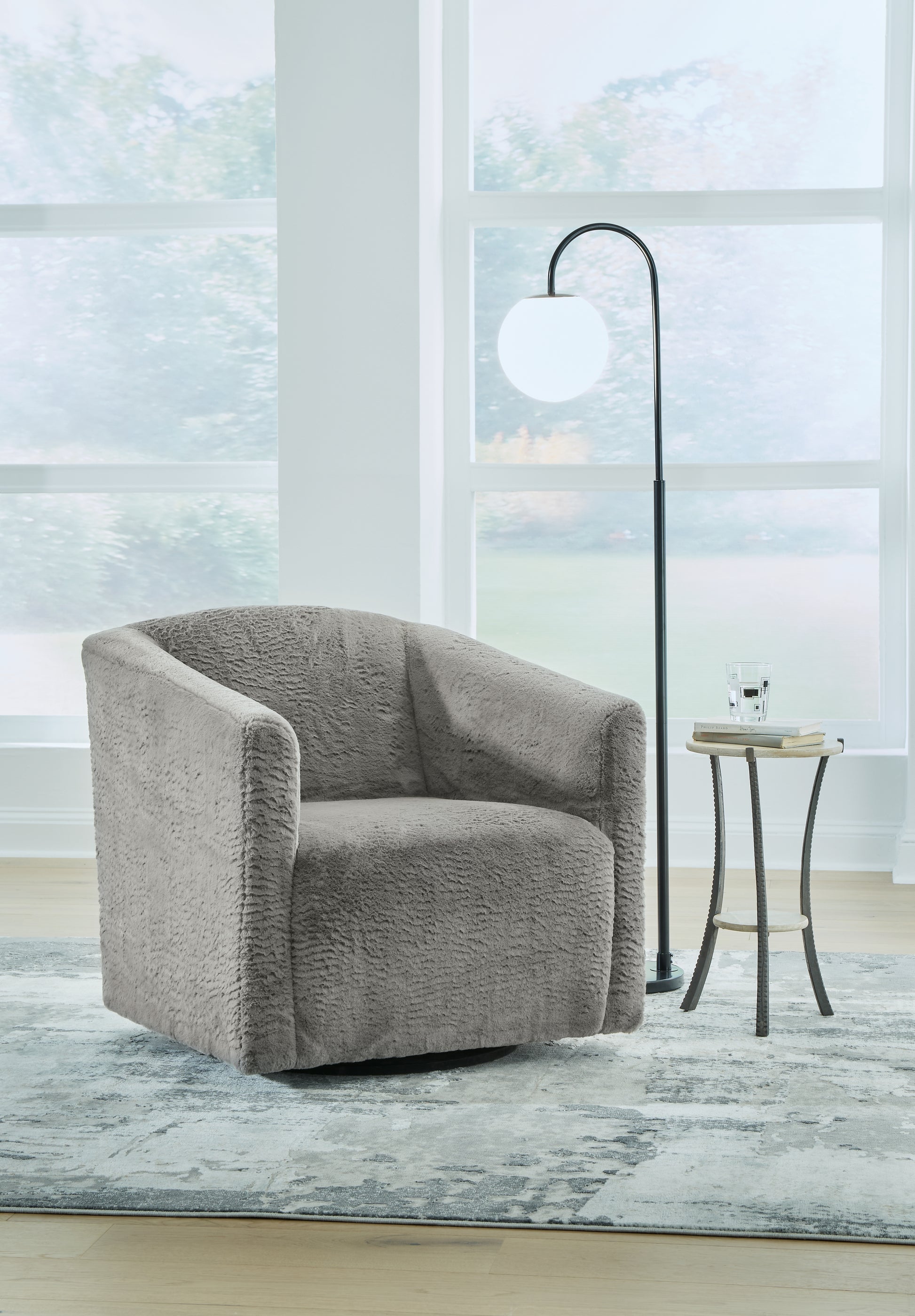 Ocala Furniture Outlet - Ashley Furniture - Bramner Accent Chair - Swivel Accent Chair / Charcoal - A3000330