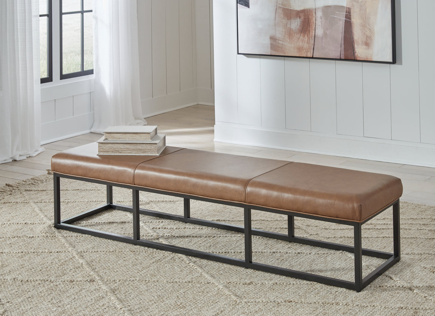 Ocala Furniture Outlet - Ashley Furniture - Joston Accent Bench - Accent Bench / Caramel / 71"W x 19"D x 16"H - A3000693
