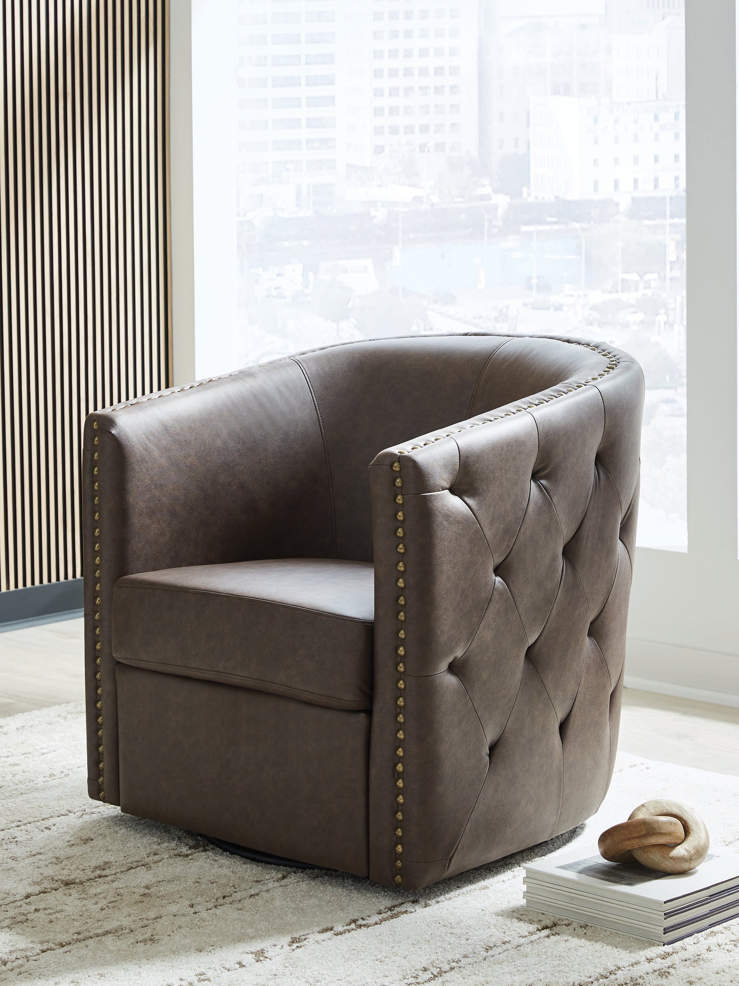 Ocala Furniture Outlet - Ashley Furniture - Brentlow Swivel Accent Chair - Swivel Accent Chair / Granite - A3000741