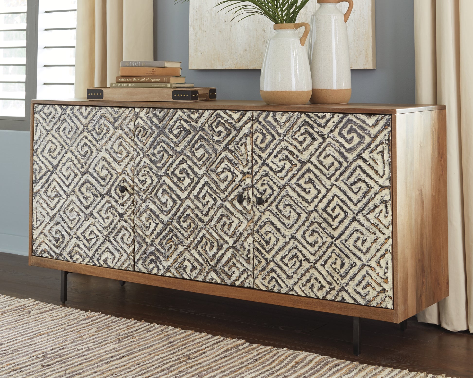 Ocala Furniture Outlet - Ashley Furniture - Kerrings Accent Cabinet - Accent Cabinet / Brown/Black/White - A4000258