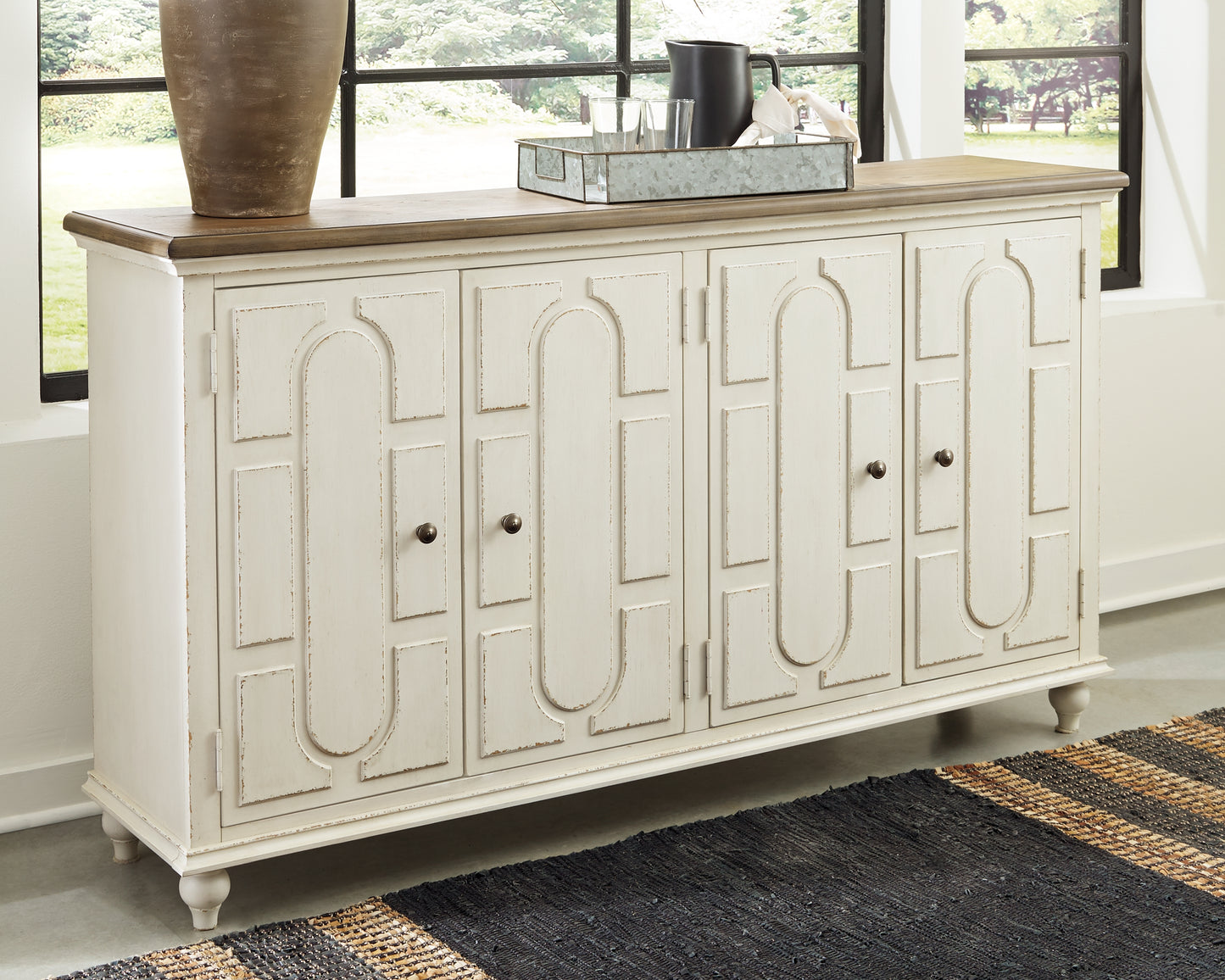 Ocala Furniture Outlet - Ashley Furniture - Roranville Accent Cabinet - Accent Cabinet / Antique White - A4000268