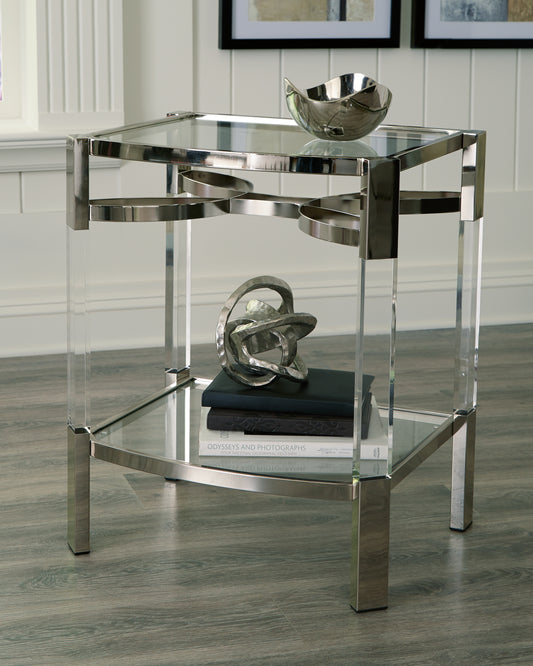 Ocala Furniture Outlet - Ashley Furniture - Chaseton Accent Table - Accent Table / Clear/Silver Finish - A4000334