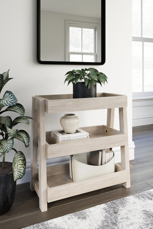 Ocala Furniture Outlet - Ashley Furniture - Blariden Shelf Accent Table - Shelf Accent Table / Light Tan - A4000368
