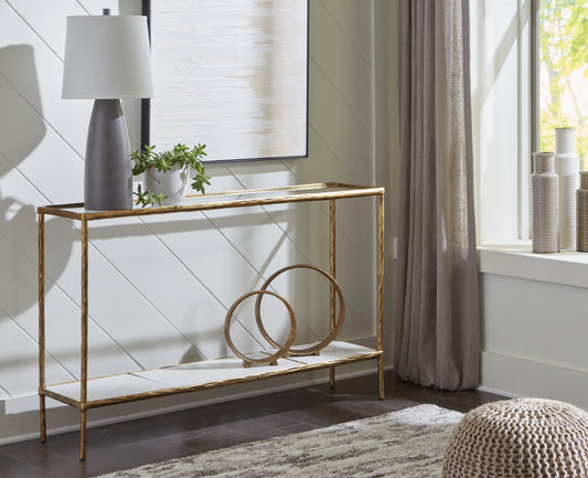 Ocala Furniture Outlet - Ashley Furniture - Ryandale Console Sofa Table - Console Sofa Table / Antique Brass Finish - A4000443