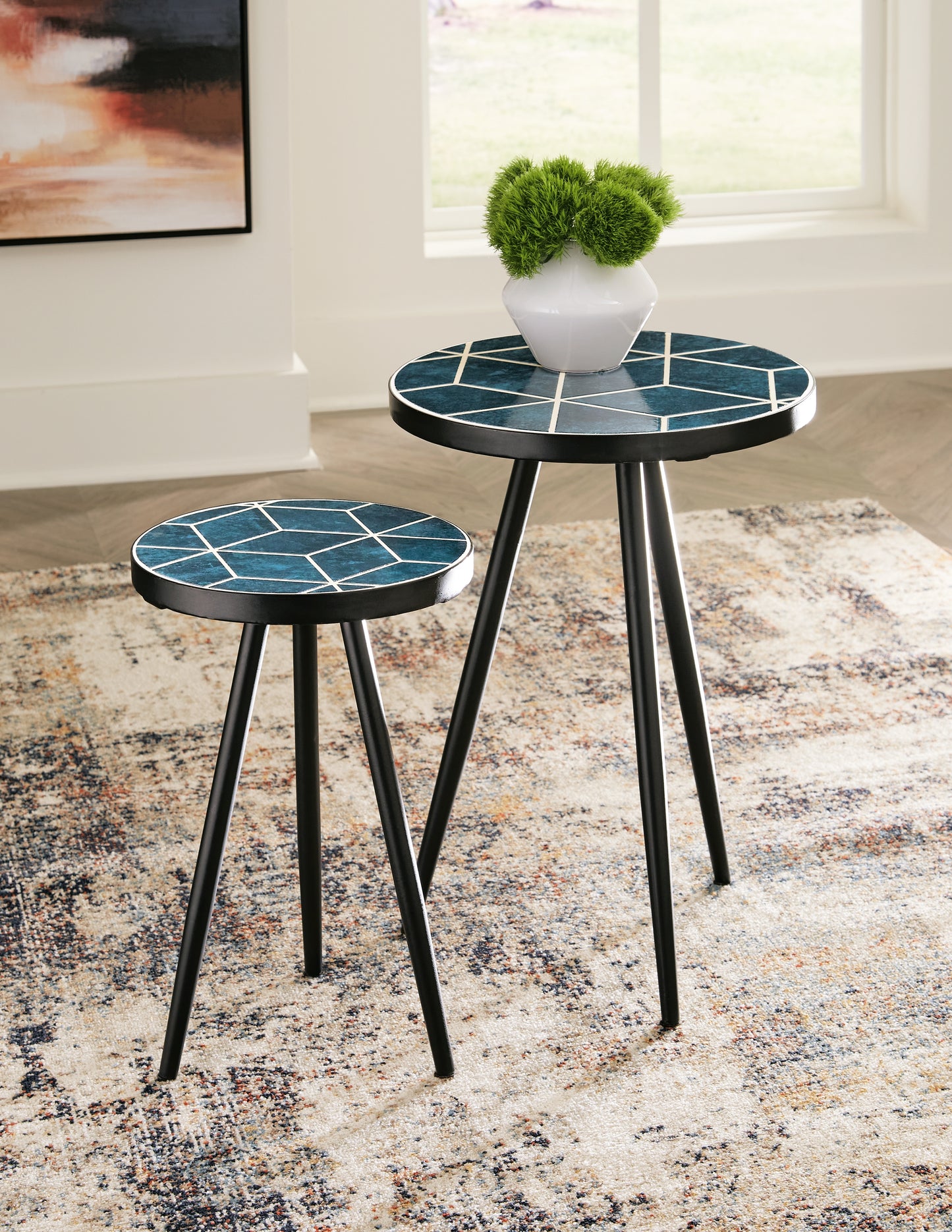 Ocala Furniture Outlet - Ashley Furniture - Clairbelle Accent Table (Set of 2) - Accent Table (Set of 2) / Teal - A4000523