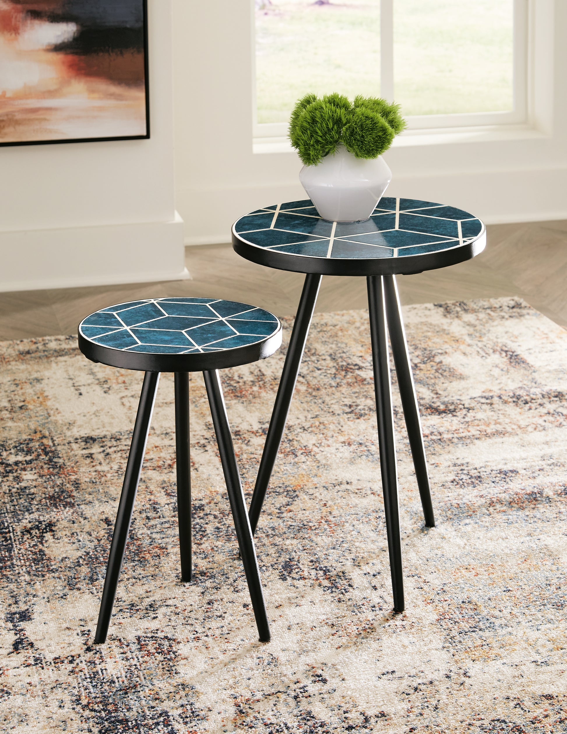 Ocala Furniture Outlet - Ashley Furniture - Clairbelle Accent Table (Set of 2) - Accent Table (Set of 2) / Teal - A4000523