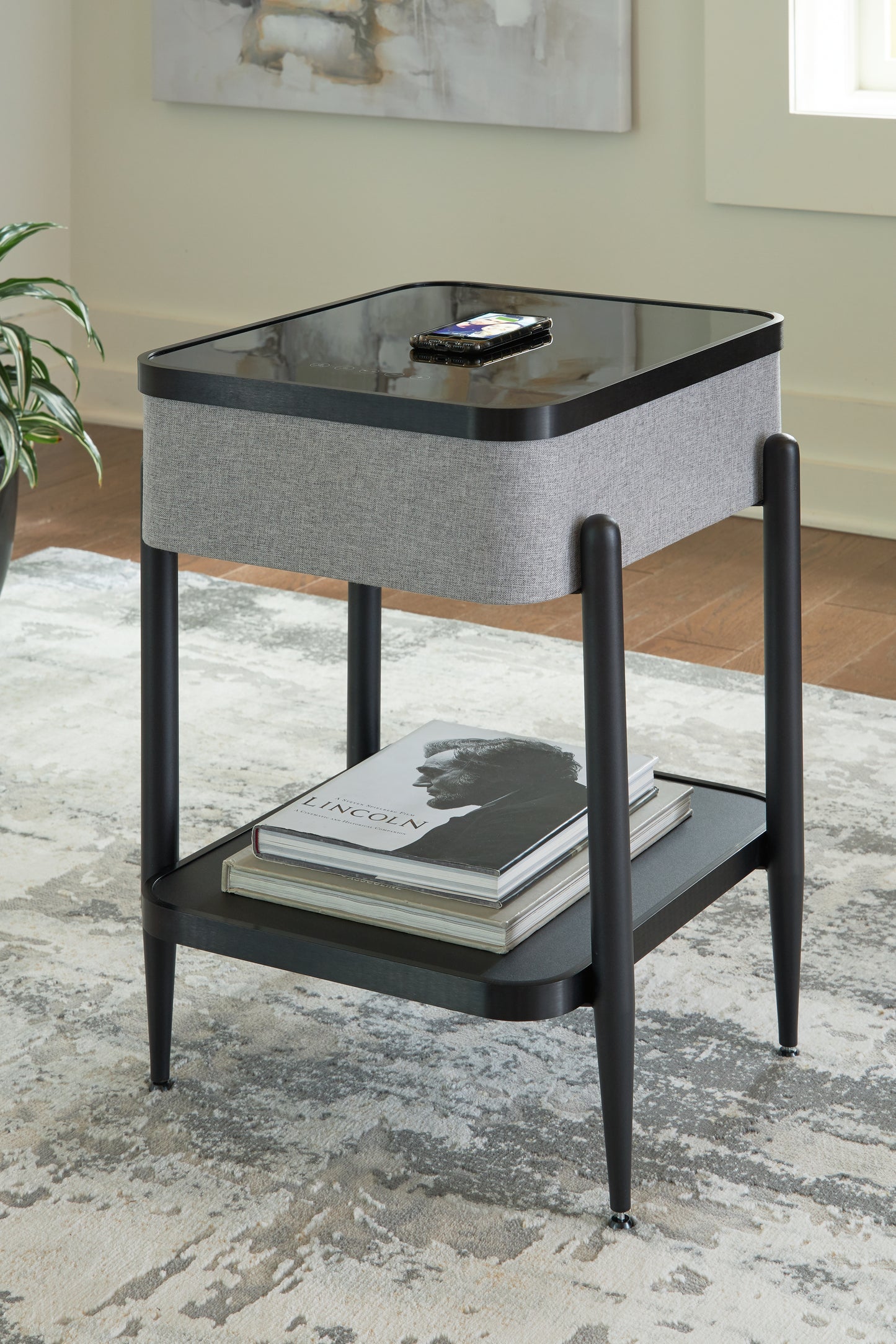 Ocala Furniture Outlet - Ashley Furniture - Jorvalee Accent Table with Speaker - Accent Table with Speaker / Gray/Black - A4000550