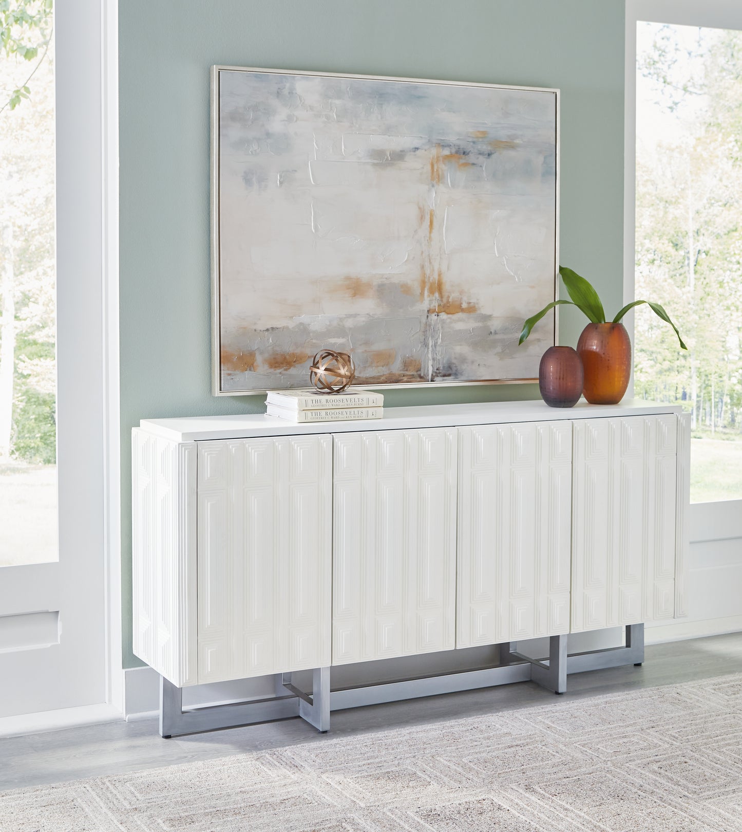 Ocala Furniture Outlet - Ashley Furniture - Ornawel Accent Cabinet - Accent Cabinet / Distressed White - A4000569