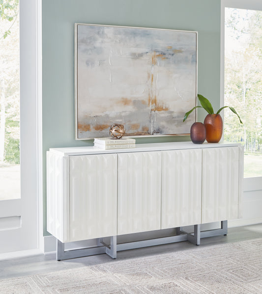 Ocala Furniture Outlet - Ashley Furniture - Ornawel Accent Cabinet - Accent Cabinet / Distressed White - A4000569