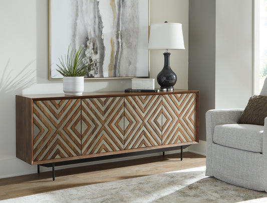 Ocala Furniture Outlet - Ashley Furniture - Dreggan Accent Cabinet - Accent Cabinet / Brown/Gold Finish - A4000577