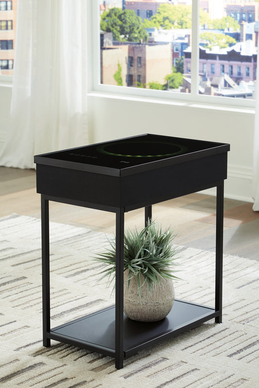 Ocala Furniture Outlet - Ashley Furniture - Gemmet Accent Table with Speaker - Accent Table with Speaker / Black - A4000643