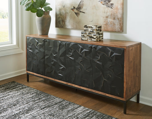 Ocala Furniture Outlet - Ashley Furniture - Dorannby Accent Cabinet - Accent Cabinet / Black/Brown - A4000649