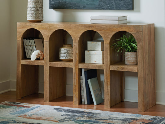 Ocala Furniture Outlet - Ashley Furniture - Luzmanacy Console Sofa Table - Console Sofa Table / Natural Brown - A4000664