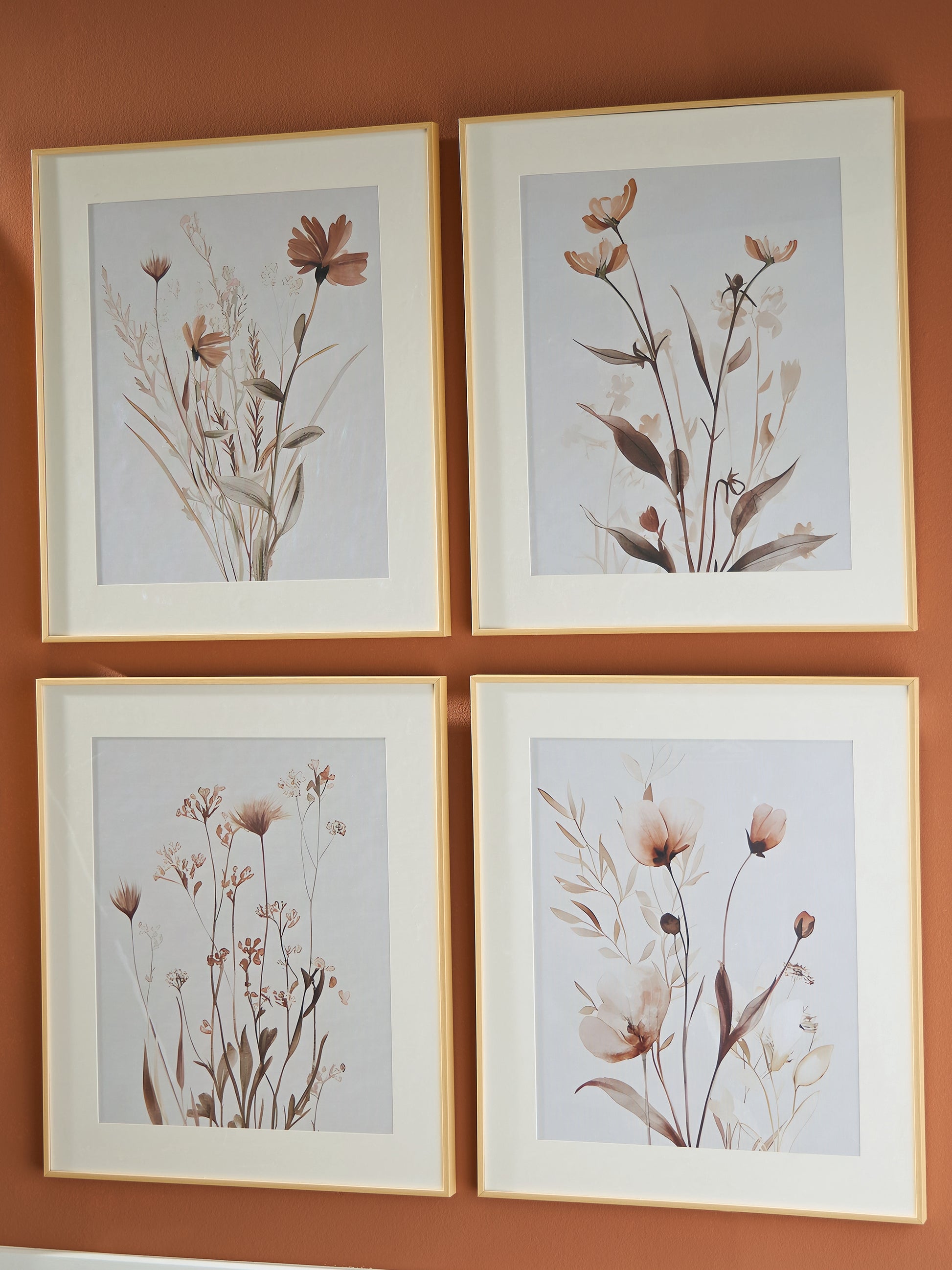 Ocala Furniture Outlet - Ashley Furniture - Chettings Wall Decor - Wall Art Set (4/CN) / Beige/Gray/Blush - A8000469