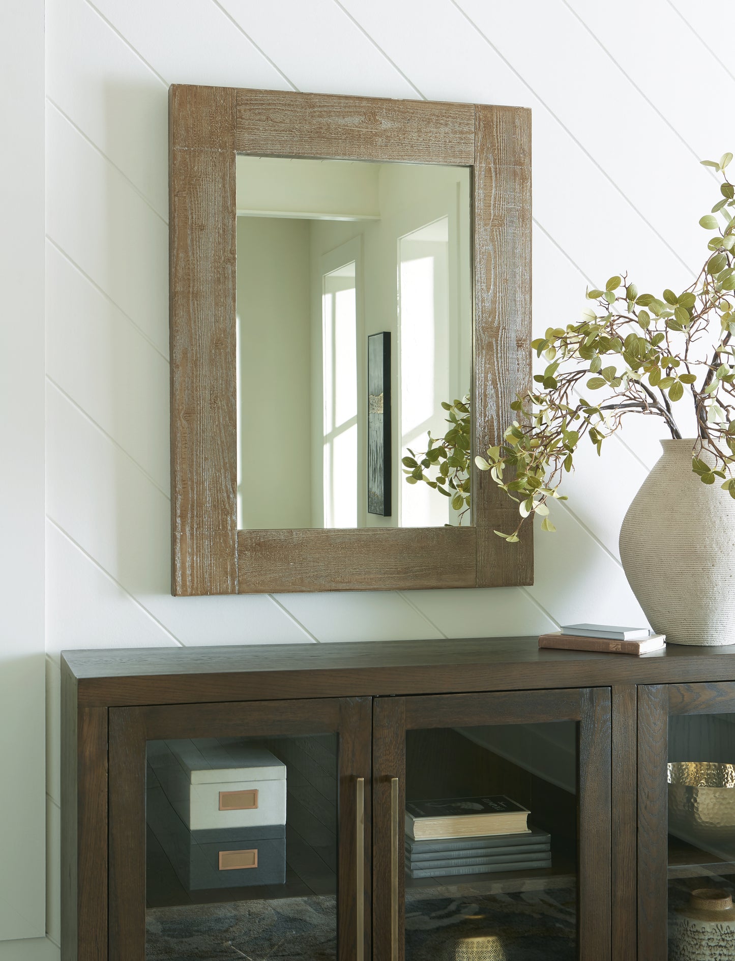 Ocala Furniture Outlet - Ashley Furniture - Waltleigh Mirror - Floor Mirror / Distressed Brown - A8010278